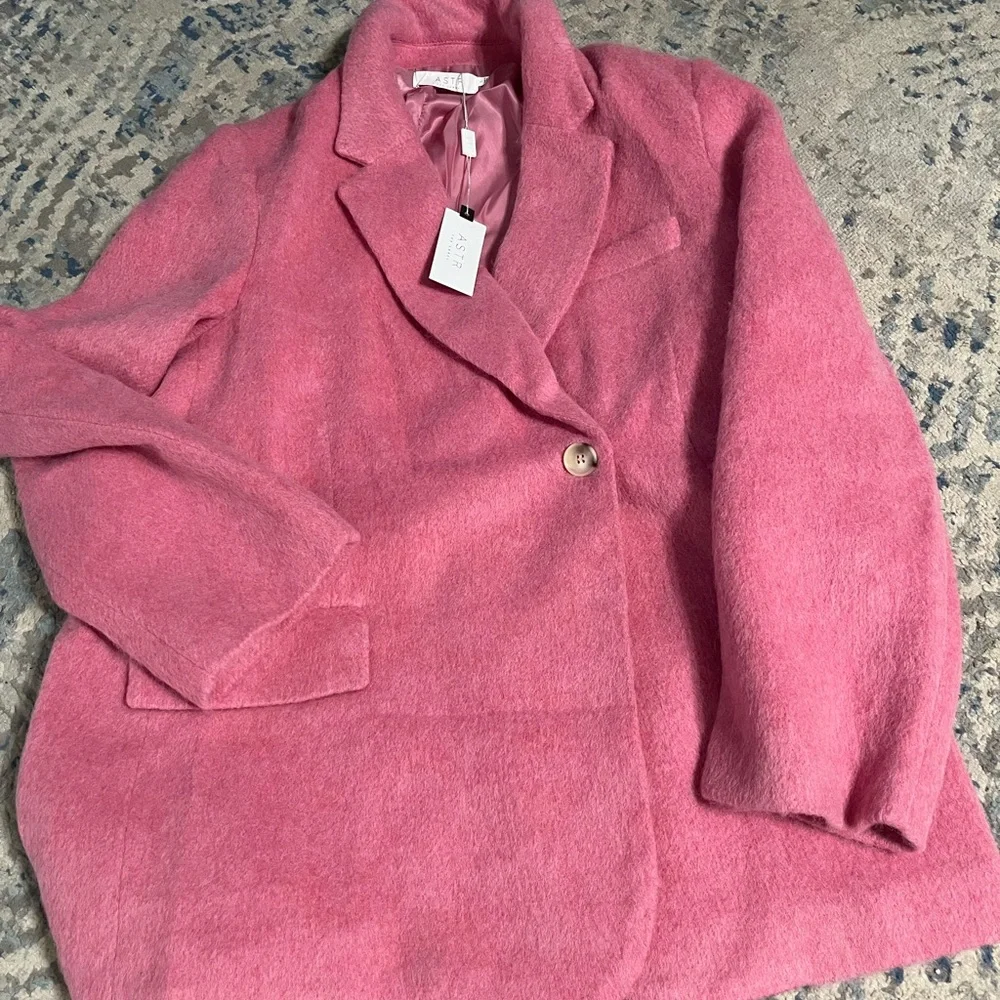 NWT ASTR THE LABEL KINDRA WOOL BLEND COAT  PINK LARGE - Picture 5 of 6